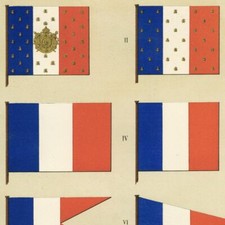 Marine Drapeau Empire Pavillon impérial Princes - Lithographie originale XIXe