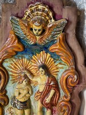 élément d'un GRAND BENITIER BAROQUE EN FAÏENCE IBERIQUE 48 cm