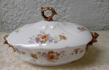 ancien légumier en porcelaine Aux Lions faience de Paris décor floral 19 ème