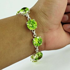 Naturel Zircone Pierre Précieuse 925 Argent Sterling Bracelet Chaîne pour Femmes