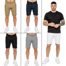 Hommes Uni Short Enzo Décontracté Coton Extensible Été Slim Fit Demi Pantalon