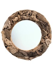 Miroir Rond en Bois Flotté