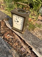 ancienne Pendule d'Officier De Voyage en bronze verres biseautés