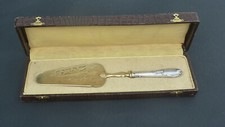 ancienne pelle à gâteau à tarte en métal argenté & laiton THEO art nouveau étuit