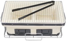 HIBACHI Style Yakitori Charcoal Stove Grill Shichirin w/tongs, net OF-7RK NEUF