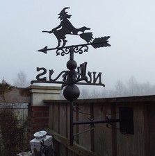 DRAPEAU MÉTÉO SORCIÈRE AVEC SUPPORT MURAL MÉTAL STYLE ANCIEN ROBINET MÉTÉO...