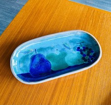 Frères Cloutier décoration murale vintage plat rectangulaire en céramique signé