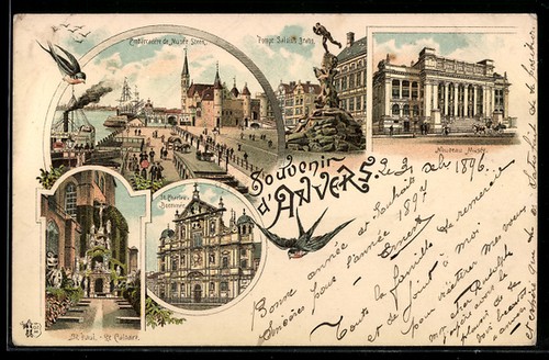 Lithographie anvers nouveau - lithographie, anvers,