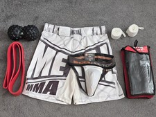 Metal Boxe Protege-Tibias + Short MMA Kickboxing + Coquille Shock Doctor +Bandes