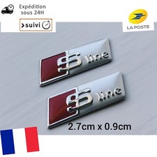 Lot de 2 Logo Volant Stickers 3D -Silver mat S Line 2.7cm X 0.9cm sline