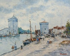 DUBORD Jean Pierre  "La Rochelle, animation sur le quai"