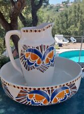 Tres bel  ancien ensemble  de toilette vasque  pichet Longchamp  style  art deco