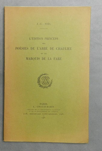 édition princeps des poésies - Édition,