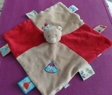S9P / doudou plat ours marron rouge tipi indien NOUKIE'S