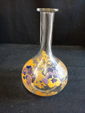 Carafe en verre décor Émaillé Doré Art Nouveau probablement Legras H 23cm