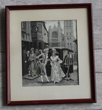 ANCIEN Ruban stéphanois tissé en soie. Neyret Fr. "Galant et chaise à porteurs."