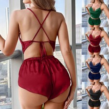 Ensembles De Pyjamas De Vêtements De Nuit En Satin Sexy Pour Femmes Ensemble /