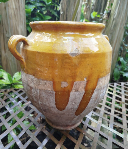 Pot jaune ancien - jaune, pour