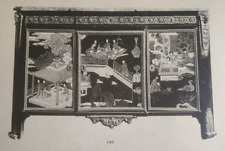ANCIENNE GRAVURE 19 siècles MEUBLE D ART COMMODE MOTIF ASIE époque  LOUIS XVI