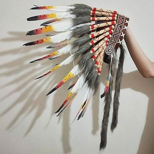 Coiffe indienne plumes - coiffe, en