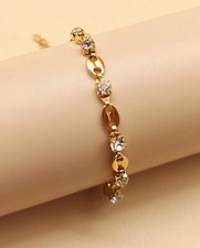 Bracelet Doré Or Femme Bijoux Acier Inoxydable Chaîne Grains De Café Et Zircon