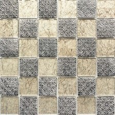 Carreaux de Mosaique Champagne Noir Pâte Verre Mur Bain 78B-0702 10 Mosaikmatten