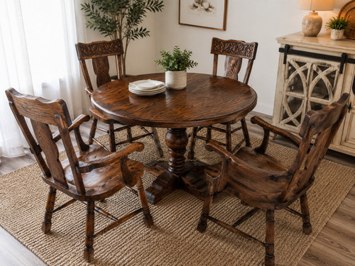Antique fuedal oak 5pc hand - fuedal, 5pc.