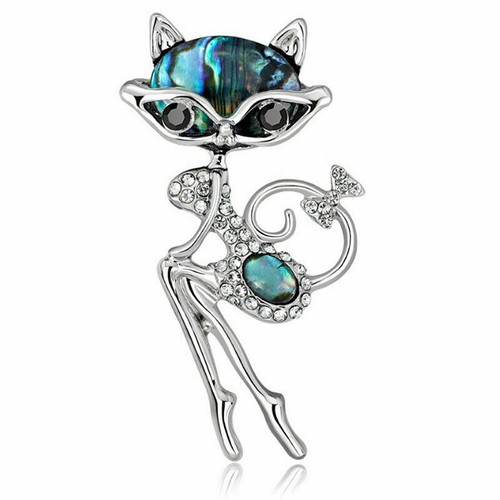 Broche chat métal argenté - broche,