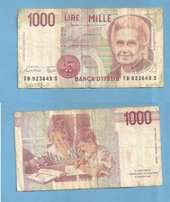 1 BILLET DE BANQUE ITALIEN de 1000 LIRES Maria Montessori de 1990