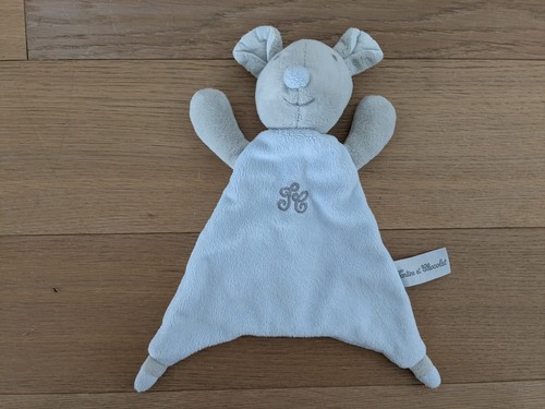 Doudou semi plat souris bleue