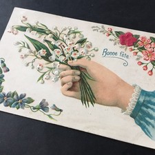 CPA Main Muguet Carte Postale Gaufrée Ancienne Post Card