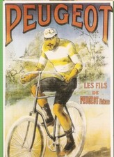 "illustrateur" carte postale PEUGEOT   les Fils...  superbe DESSIN : vélo(homme)