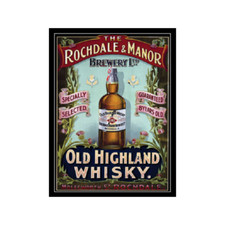 Plaque métal publicitaire 30x20 cm bombée : WHISKY - THE ROCHDALE & MANOR