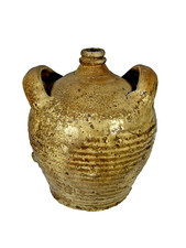 CRUCHE OU PETITE BONBONNE ANCIENNE EN GRÈS ÉMAILLÉ ART POPULAIRE XIXème