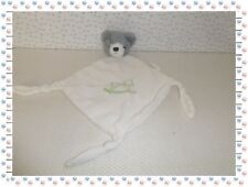 * -Grand Doudou Plat Ours Gris Blanc Ecru Cheval à Bascule Carré Blanc