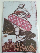 Plaque en tôle Bibendum Michelin vintage  garage plaque métal réédition 20x30 cm