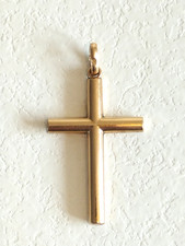 ANCIENNE CROIX BÂTON EN PLAQUÉ OR FIX 20EME SIÈCLE