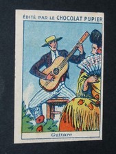 CHROMO CHOCOLAT PUPIER 1930 SERIE 5 INSTRUMENTS MUSIQUE GUITARE