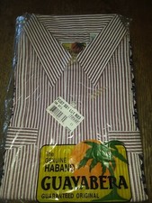 Men's The Genuine Haband Guayabera STRIPPED SHIRT-NEW IN ORIGINAL PACKAGING--L