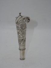 RARE POMMEAU DE CANNE ARGENT MASSIF PAYS-BAS DUTCH SILVER EPOQUE 19 E