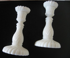 Paire de bougeoir ancien miniature en opaline SCHMID jouet enfant poupée 12 cm