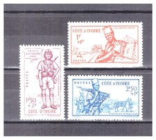 COTE D'IVOIRE .  N °  162 / 164   . SERIE   DEFENSE   NEUVE     *  .   SUPERBE .