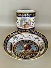 Tasse Et Sous Tasse Manufacture Royale De Limoges Nature Mortes Aux Pêches