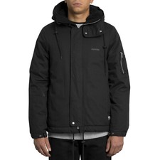Volcom Vaugan Parka Jacket Noir - Veste D'Hiver Doublée En Fourrure Avec Capuche