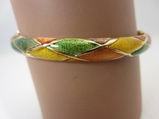 Nouveau Bracelet Bangle En Or Jaune 14K Multicolore Émaillé Étincelant Italie