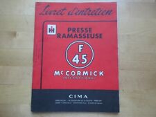 LIVRET D' ENTRETIEN PRESSE RAMASSEUSE F45 MAC CORMICK 1954 TRACTEUR AGRICOLE