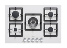 Elleci PGSP75168CS Table de Cuisson 5 Feux Granitek Blanc 75 CM Grilles Fonte