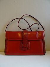 Ancien Sac à Main Pochette cuir rouge "H" Vintage an 70
