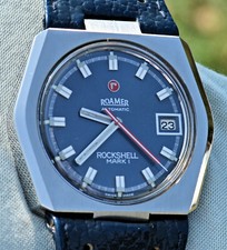 Rare Montre Roamer Rockshell Mark I Automatique Acier Monobloc NOS D'Époque