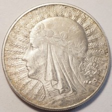 POLOGNE : 10 ZLOTYCH ARGENT